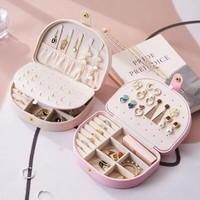 Haut de gamme rétro bijoux organisateur cas stockage bijoux coffret cadeau en cuir voyage coquille boîte à bijoux pour boucles d'oreilles bagues collier