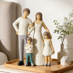รูปปั้นเรซิ่นครอบครัวสุขสันต์ ของตกแต่งบ้านสไตล์ศิลปะ สำหรับเป็นของขวัญแต่งงาน - Product Image 2