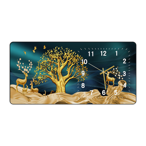 Phòng ăn hiện đại trang trí hươu vàng in vải pha lê sứ động vật sơn với khung hình treo tường nghệ thuật đồng hồ - Product Image 6