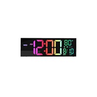 Horloge murale numérique LED RGB de 16 pouces avec grand écran et télécommande pour salon et bureau