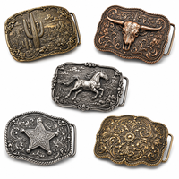 Boucle de ceinture personnalisée pour homme, style western cowboy, en métal finition antique, motif Longhorn, cheval, étoile, ranch, accessoires pour jeans