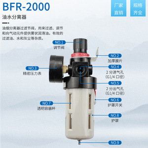 Regulador de Presión Neumático Liyuan BFR2000 3000 4000 con Manómetro y Filtro para Compresor de Aire - Product Image 2