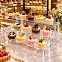 Support à cupcakes en acrylique transparent de luxe personnalisé à 3 niveaux pour le rangement et l'organisation