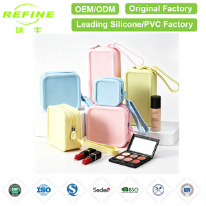 Bolsa de Maquillaje de Silicona Personalizada, Bolsa Cosmética Cuadrada, Bolsa con Cierre de Silicona, Organizador de Artículos de Aseo para Viaje, Monedero - Product Image 1