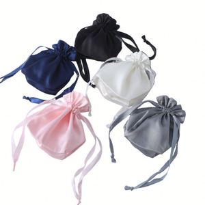 Pochette à cordon en soie simulée double couche pour masque de nuit, accessoire, sac cadeau, sac de rangement anti-poussière - Product Image 1