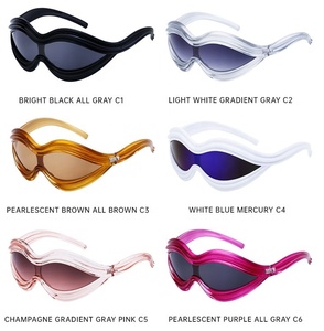 Modische Sexy Übergroße Katzenaugen-Sonnenbrille für Damen 2024 Luxusmarke Y2k Punk Einteilige Sonnenbrillen für Frauen Wrap-Around-Brillen - Product Image 5