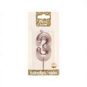 Fête pour la voile Rose Gold No. 3 bougies d'anniversaire de 6 cm en provenance de Chine - Product Image 1
