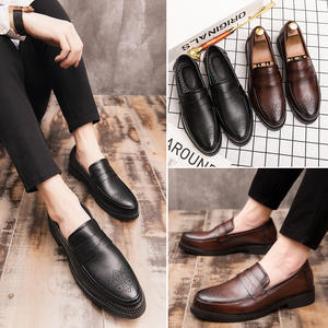 Mocassins Montants à Talon Bloc en Cuir Gravé pour Homme, Grande Taille, Chaussures de Ville pour Hiver et Printemps, Faciles à Enfiler - Product Image 5