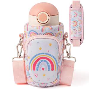 Sac de transport pour bouteille d'eau en néoprène avec bandoulière rembourrée réglable, poche isolée, bouteille mains libres - Product Image 1