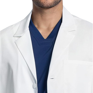 <span class=keywords><strong>Bata</strong></span> de Laboratorio Unisex <span class=keywords><strong>para</strong></span> Médico, 30 Pulgadas, Blanca, Duradera, Tejido Dobby Elástico, 65% Poliéster + 35% Algodón, <span class=keywords><strong>para</strong></span> Uso Hospitalario - Product Image 2