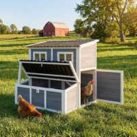 Poulailler en bois de sapin massif avec compartiment, nichoir, plateau coulissant et toit imperméable pour poules d'extérieur