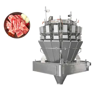 Alimentador automático de tornillo, pesadora combinada, relleno de comida pegajosa, costilla de carne, cerdo, pescado, carne de res, pollo, pesadora multicabezal