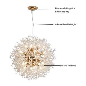 Lampe en cristal moderne de luxe Firefly, luminaire suspendu en forme de pissenlit pour salle à manger, chambre à coucher, <span class=keywords><strong>cuisine</strong></span>, lustres et suspensions - Product Image 3