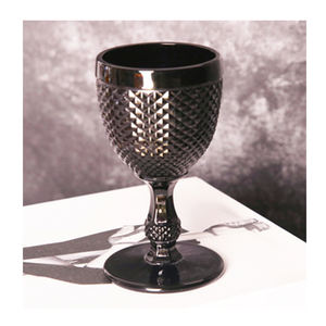 Pequeño MOQ hecho a máquina Textura clásica Vidrio <span class=keywords><strong>de</strong></span> 100ml con calcomanías <span class=keywords><strong>de</strong></span> borde dorado Soda Lime Black Sherry Color Colores personalizados Precio barato - Product Image 1