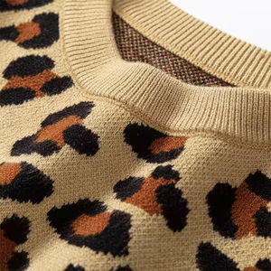 เสื้อสเวตเตอร์แขนยาวสไตล์เกาหลีสำหรับเด็กผู้หญิงแรกเกิด เสื้อกันหนาวลายเสือดาว คอกลม ผ้าถัก - Product Image 5