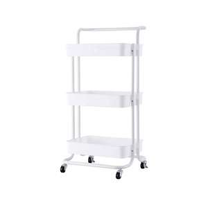 Organisateur mobile Chariot de <span class=keywords><strong>salon</strong></span> de coiffure Chariot de cuisine Étagère de rangement 3 couches pour snacks et légumes Chariot à roulettes avec roues - Product Image 5
