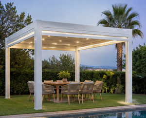 Pavillon bioclimatique extérieur en <span class=keywords><strong>aluminium</strong></span>, écran rétractable léger et imperméable, style à lamelles, similaire à une <span class=keywords><strong>pergola</strong></span> - Product Image 3