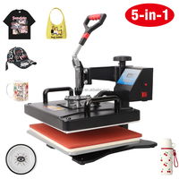 Presse à chaud par sublimation multifonction combinée 5 en 1 pour T-shirts Casquettes Tasses T-Shirt Impression manuelle Combo typographie
