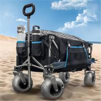 Chariot de plage et de camping pliable et étanche avec roues à ballons, chariot à main portable pour pique-nique et usage extérieur