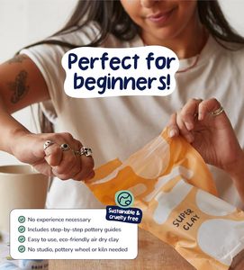 <span class=keywords><strong>Kit</strong></span> de cerámica de arcilla secada al aire para <span class=keywords><strong>principiantes</strong></span> con herramientas, pinturas, cepillos, sellador, maceta, regalo, diseño moderno - Product Image 4
