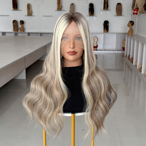 วิกผมสีไฮไลท์แบบลอนสไตล์รัสเซีย ผลิตจากผมแท้  งานแฮนด์เมด  ฐานลูกไม้  วิกทางการแพทย์  เส้นผมดูเป็นธรรมชาติ สำหรับผู้ป่วยโรคผมร่วง - Product Image 2
