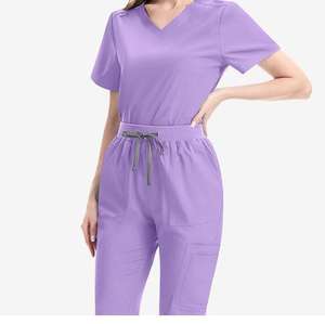Nouvelle tenue médicale de style hospitalier, uniforme de spa et de beauté, veste de couleur tendance, uniforme médical bleu à manches courtes, uniforme d'infirmière - Product Image 3