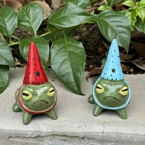 Chapeau de fête créatif, petite statue de grenouille mignonne, décoration artisanale pour <span class=keywords><strong>jardin</strong></span>/cour, cadeau d'Halloween pour les amis - Product Image 1