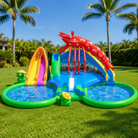 Toboggan aquatique commercial tropical/dinosaure de 18 pieds, piscine gonflable pour jardin, château gonflable aquatique extérieur pour enfants et adultes, fête, respectueux de l'environnement