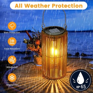Lampe solaire de jardin moderne et minimaliste style bambou, éclairage extérieur pour cour, terrasse, pelouse, balcon, lampe sur pied portable - Product Image 3