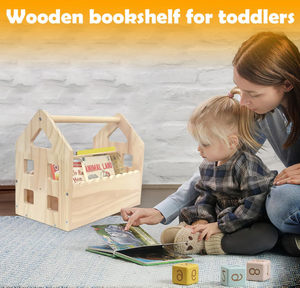 Estantería de Madera con Forma de Casa para Cuarto de Niños, Librería Pequeña para Bebés, Librería Montessori de Doble Cara con Diseño Festoneado para Niños de 1 a 5 Años - Product Image 3