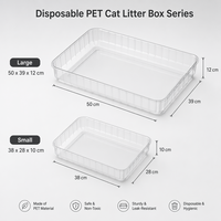 Bac à litière pour chat jetable personnalisé en PET recyclable, imperméable, anti-fuite, portable, avec emballage sous blister