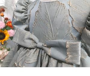 Nieuwe Pofmouw Jacquard Stof Bloem Meisjes Trouwjurken Prinses Baby Meisje Avond Feest Prom Jurk Peuter Kinderkleding - Product Image 6