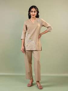 Ensemble de cordons en coton modeste, imprimé, décontracté, pour le bureau et les vacances, ensemble de cordons en coton indien, vente en gros - Product Image 5