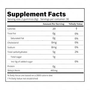 Complément enzymatique pur de l'Himalaya à marque privée ODM/OEM avec acide fulvique pour le soutien immunitaire des adultes, 60 gommes de Shilajit - Product Image 2