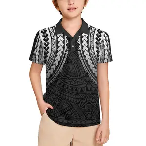 새로운 폴리네시아 키즈 티셔츠 사용자 정의 여름 십대 소년 티셔츠 반소매 옷깃 폴로 셔츠 3-16 세 소년 티 아동복