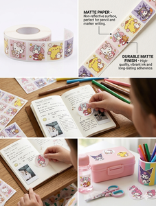 Rollo de Pegatinas con Personajes Kawaii, Calcomanías Decorativas Cuadradas y Estéticas para Scrapbooking, Diario, Manualidades y Recompensas para Niños 1 - Product Image 3