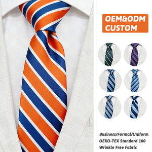 Corbatas de Cuello a Rayas Clásicas de Diseño <span class=keywords><strong>Azul</strong></span> <span class=keywords><strong>para</strong></span> Hombre, <span class=keywords><strong>Traje</strong></span> de Negocios, <span class=keywords><strong>Corbata</strong></span> de Poliéster Reciclado con Certificación GRS <span class=keywords><strong>para</strong></span> Hombre - Product Image 1