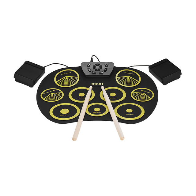 Portable Electronic Drum Set With 9 Silicon Pads