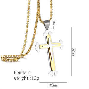 Kalung liontin salib Bijoux En Acier Inoxydable perhiasan kustom baja tahan karat pria untuk pria - Product Image 3