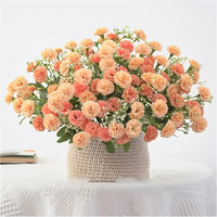 Bouquet miniature rustique de 20 tiges de fleurs artificielles, résistant aux UV, inaltérable, aspect lilas-carnation, décoration de table, fenêtre, maison