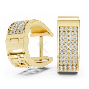 ต่างหูห่วงแบบ Huggie ประดับเพชรธรรมชาติทรงกว้างหลายแถว ดีไซน์หรูหรา ตัวเรือนเงิน พร้อมตัวล็อกแบบเกลียวที่แน่นหนา สวยงาม เรียบง่าย หรูหรา - Product Image 2