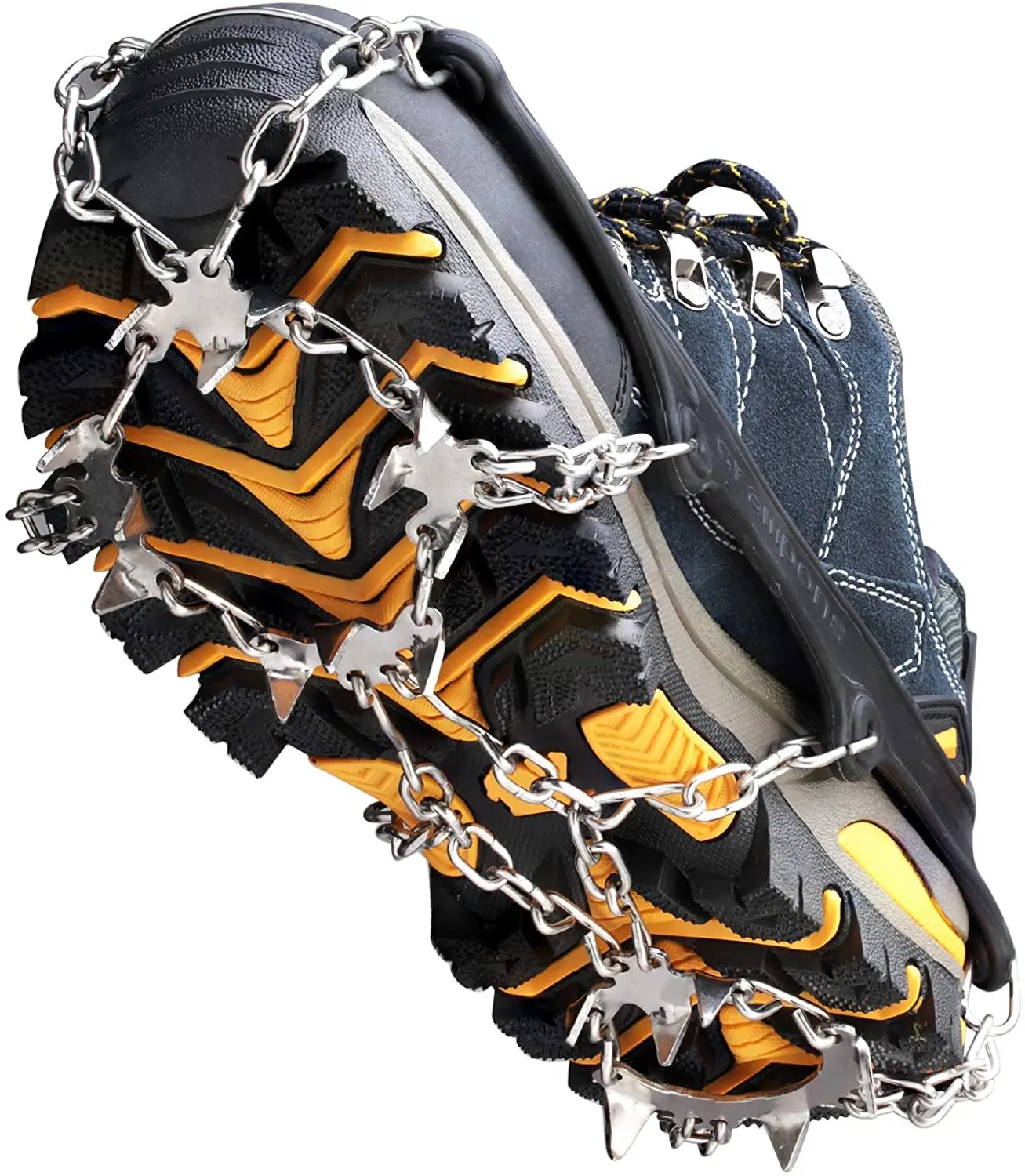 19 Spikes Crampons, Upgraded Version Stainless Steel Anti-Slip Microspikes, Ice Cleats Grips for Hiking Shoes and Boots