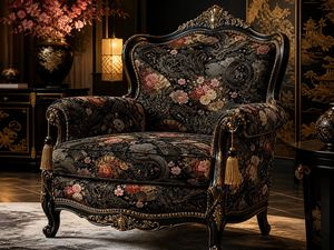 Tissu d'ameublement japonais Kinran de qualité supérieure au mètre, textile décoratif floral inspiré du brocart pour fauteuil et ottoman - Product Image 6