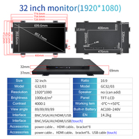 Zhixianda 10.1 11.6 15.6 18.5 19 21.5 23.8 27 32 Inci 1000nits Open Frame Wall Mount Monitor Layar Sentuh Industri LCD