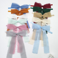 Ruban en mousseline de luxe sur mesure en gros, nœud d'emballage fait main, franges effilochées pour la décoration de serviettes de mariage et de Noël