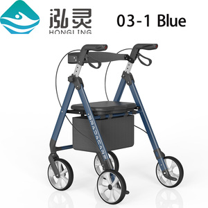 Deambulatore in Alluminio Leggero Pieghevole con Sedile e Borsa, Ausilio per la Mobilità Ergonomico per Anziani, Capacità 150kg - Product Image 2