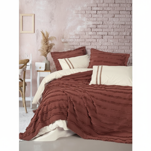 Cotton Box Limited Rolf Cinnamon <b>Bedspread</b> and Duvet Cover <b>Set</b> Solid Pattern for Home Use - Product Image 3
