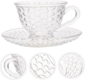 <b>Glass</b> Drinkware Set Wholesale Custom Wedding Home Classical Coffee Tea <b>Glass</b> Cup With Saucer - Product Image 5
