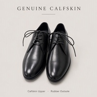 Chaussures Oxford en cuir de veau pour hommes, confortables, à bout fermé, semelle en caoutchouc, à lacets, chaussures habillées formelles pour le bureau