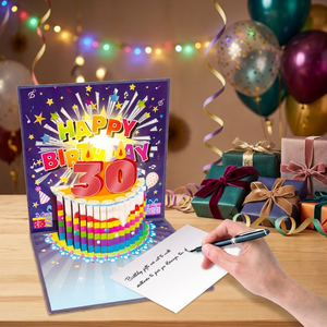 Tarjeta de Cumpleaños 3D Pop-Up con Música y Luz, Diseño de Pastel para 30 Años, Números con Luces de Colores del 0 al 9 - Product Image 6